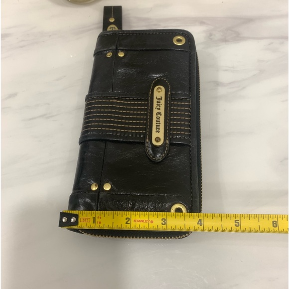 JUICY COUTURE Y2K Black Continental Zip Wallet (fits cellphone)RARE Find - Picture 6 of 9